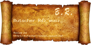 Butscher Rémusz névjegykártya
